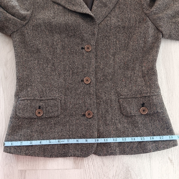 Anne Klein Wool Blazer Brown Tweed Tan Red Herringbone Pockets Lined Size 8 - Picture 8 of 13